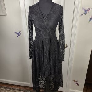 Jawbreaker Black Lace Long Sleeve Corset S High-Low Dress Gothic Whimsigoth